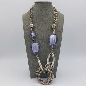 Premier Designs Necklace Statement Translucent Lavender Silver Inside Silver Ton